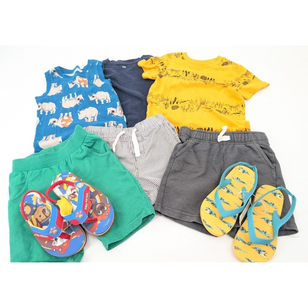 Boys Toddler Summer Bundle Tees Shorts Sandals Tank Animals Solids Size 4T